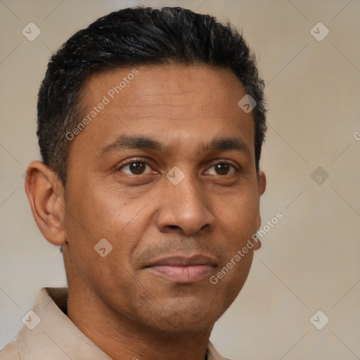 Neutral white adult male with short  brown hair and brown eyes