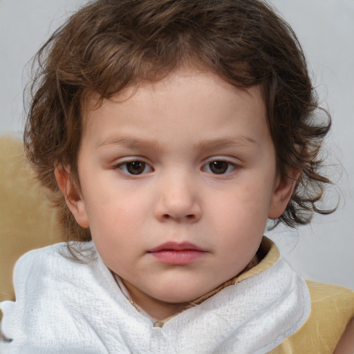 Neutral white child male with medium  brown hair and brown eyes