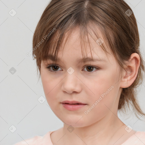 Neutral white child female with medium  brown hair and brown eyes