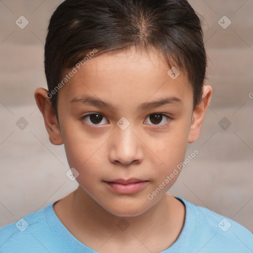 Neutral white child female with short  brown hair and brown eyes