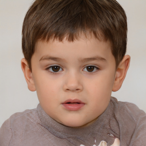 Neutral white child male with short  brown hair and brown eyes