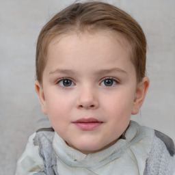 Neutral white child female with short  brown hair and brown eyes