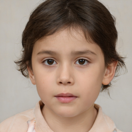 Neutral white child female with medium  brown hair and brown eyes