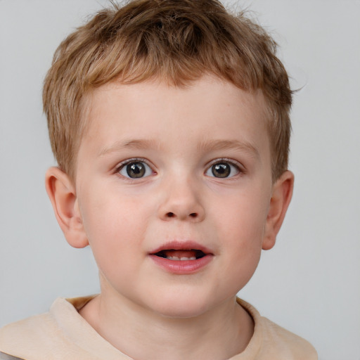 Neutral white child male with short  brown hair and brown eyes