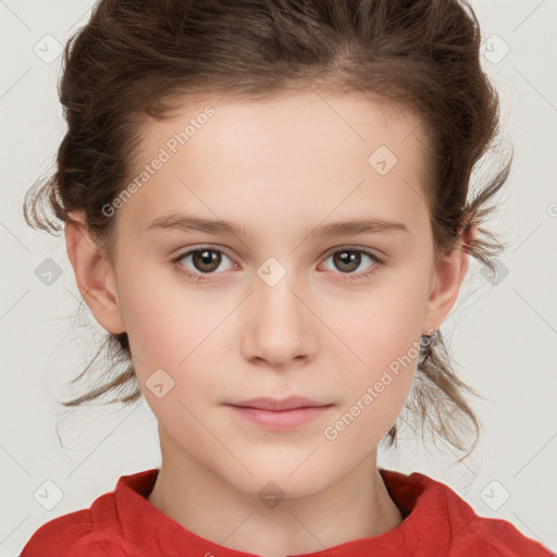 Neutral white child female with medium  brown hair and brown eyes