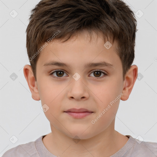 Neutral white child male with short  brown hair and brown eyes