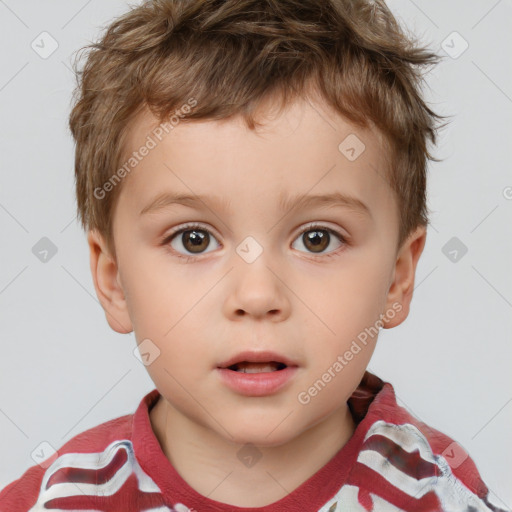 Neutral white child male with short  brown hair and brown eyes