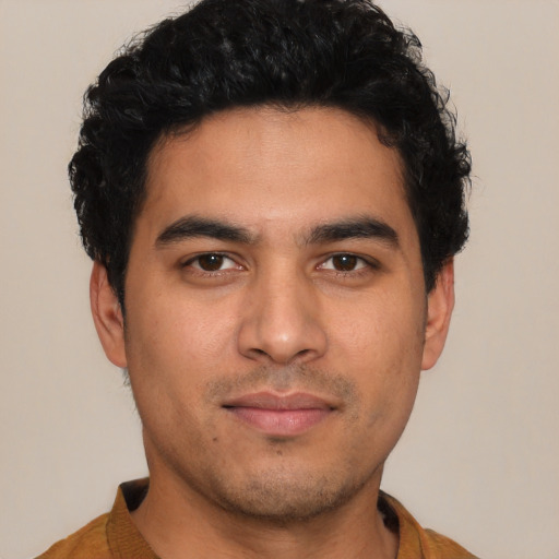 Neutral white young-adult male with short  black hair and brown eyes