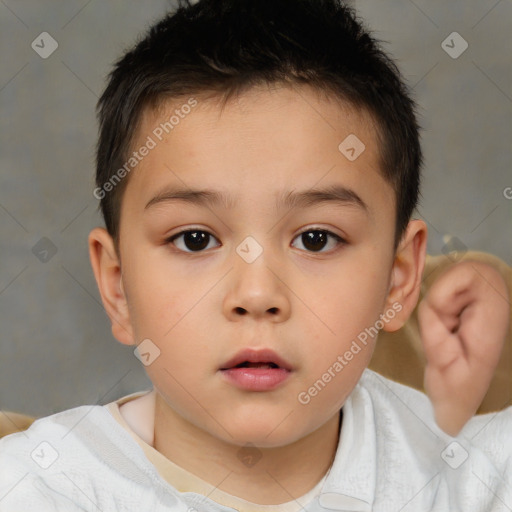 Neutral white child male with short  brown hair and brown eyes