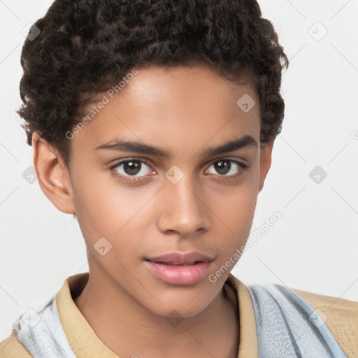 Neutral white child male with short  brown hair and brown eyes