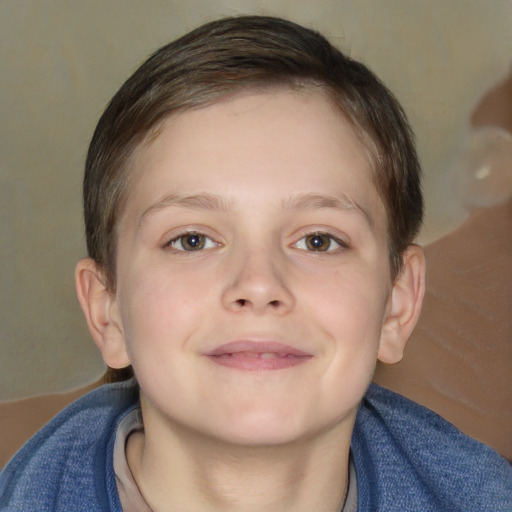 Neutral white child male with medium  brown hair and brown eyes