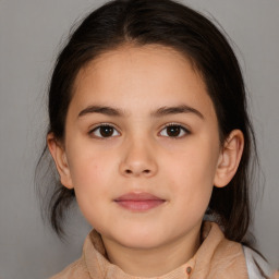 Neutral white child female with medium  brown hair and brown eyes