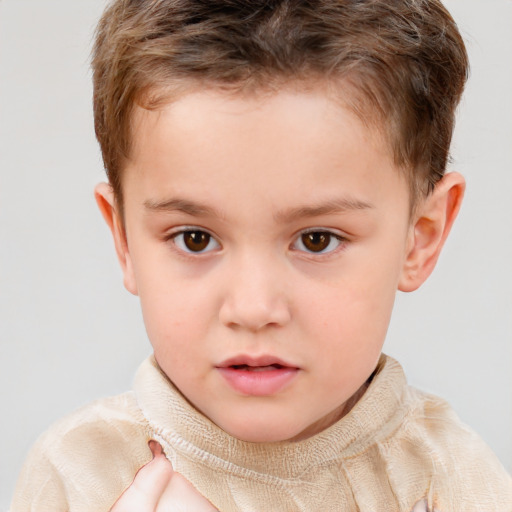 Neutral white child male with short  brown hair and brown eyes