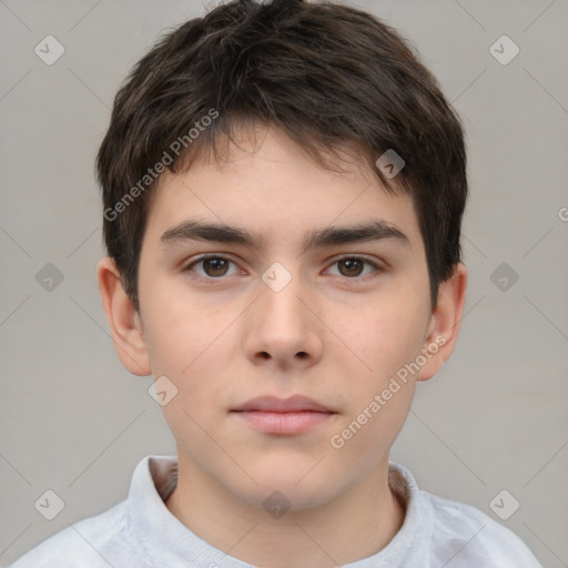 Neutral white child male with short  brown hair and brown eyes