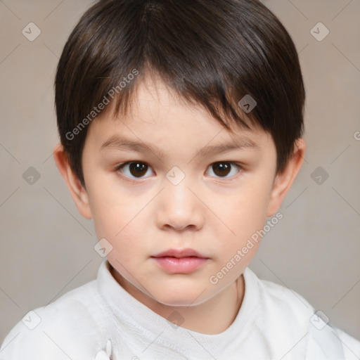 Neutral white child female with short  brown hair and brown eyes