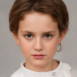 Neutral white child female with short  brown hair and brown eyes