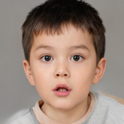 Neutral white child male with short  brown hair and brown eyes