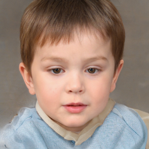 Neutral white child male with short  brown hair and brown eyes