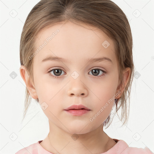 Neutral white child female with medium  brown hair and brown eyes