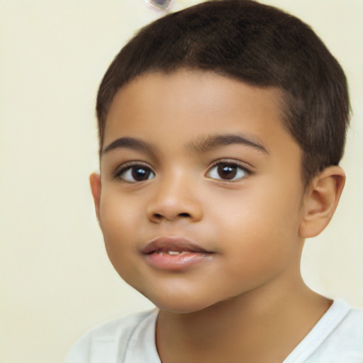 Neutral latino child male with short  brown hair and brown eyes