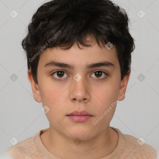 Neutral white child male with short  brown hair and brown eyes