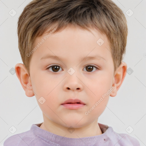 Neutral white child male with short  brown hair and brown eyes