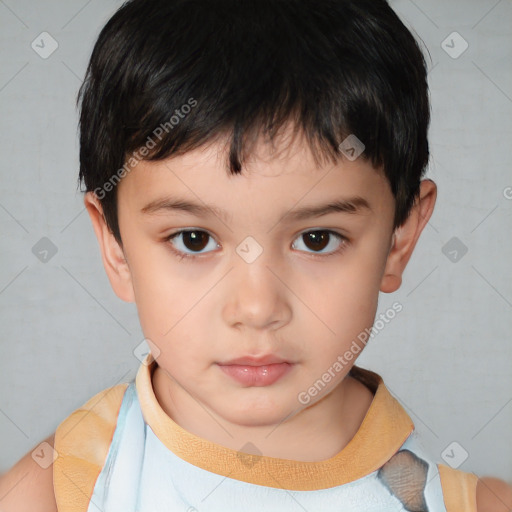 Neutral white child male with short  brown hair and brown eyes