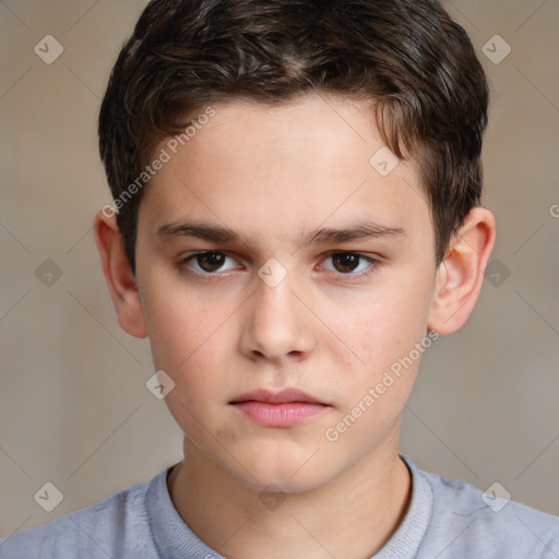 Neutral white child male with short  brown hair and brown eyes