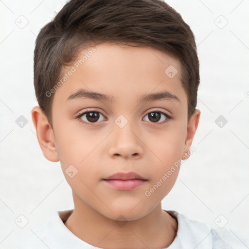 Neutral white child male with short  brown hair and brown eyes