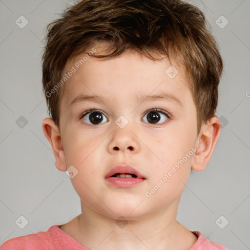 Neutral white child male with short  brown hair and brown eyes