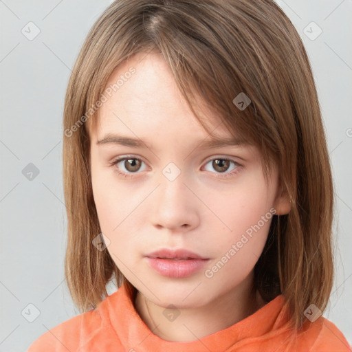 Neutral white child female with medium  brown hair and brown eyes