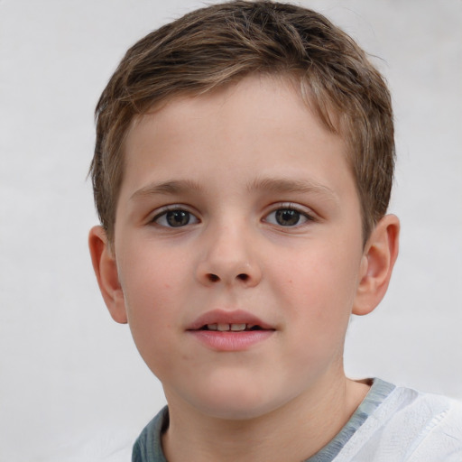 Neutral white child male with short  brown hair and brown eyes