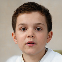 Neutral white child male with short  brown hair and brown eyes