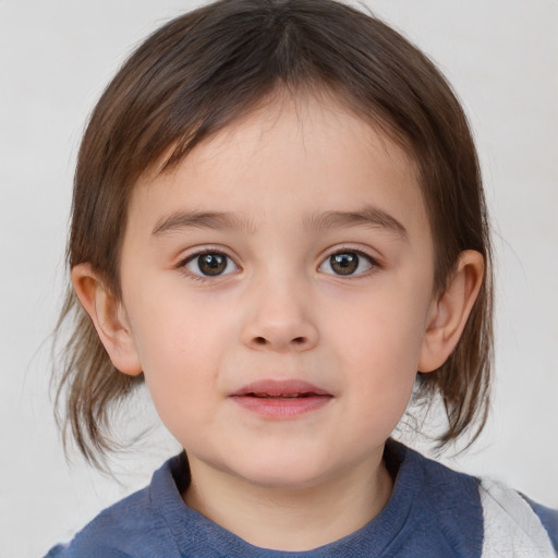 Neutral white child female with medium  brown hair and brown eyes