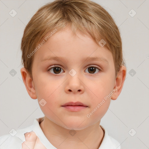 Neutral white child female with short  brown hair and brown eyes