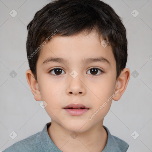 Neutral white child male with short  brown hair and brown eyes