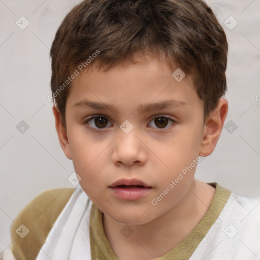 Neutral white child male with short  brown hair and brown eyes