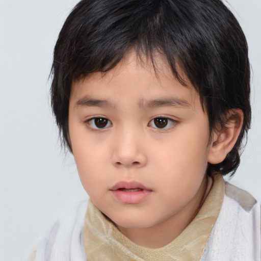 Neutral asian child female with medium  brown hair and brown eyes