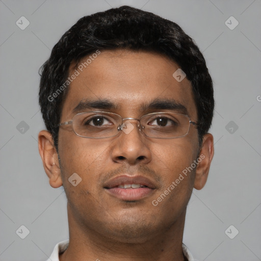 Neutral asian young-adult male with short  brown hair and brown eyes