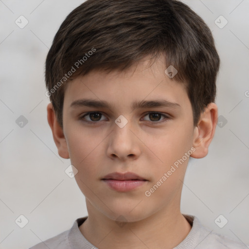 Neutral white child male with short  brown hair and brown eyes