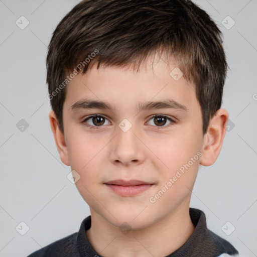 Neutral white child male with short  brown hair and brown eyes