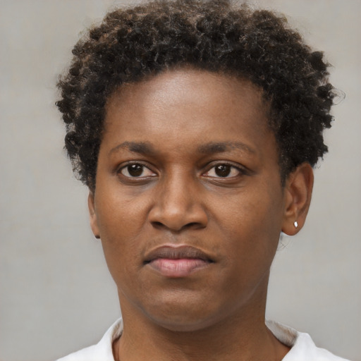 Neutral black young-adult male with short  brown hair and brown eyes
