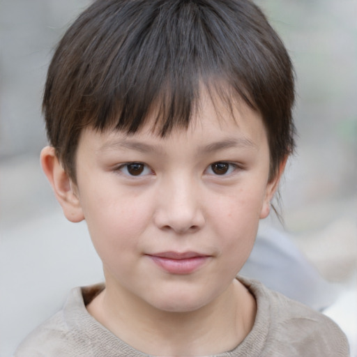 Neutral white child female with short  brown hair and brown eyes