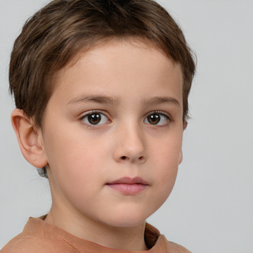 Neutral white child male with short  brown hair and brown eyes