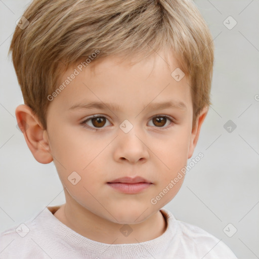 Neutral white child male with short  brown hair and brown eyes