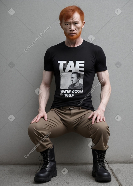 Taiwanese 45 years male with  ginger hair