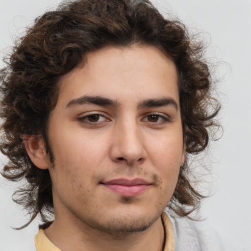 Neutral white young-adult male with medium  brown hair and brown eyes