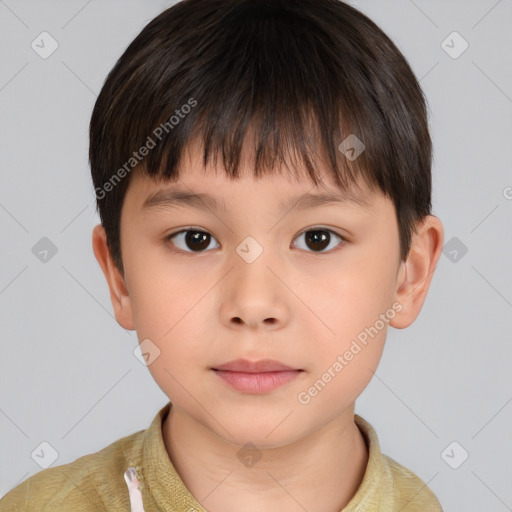 Neutral white child male with short  brown hair and brown eyes