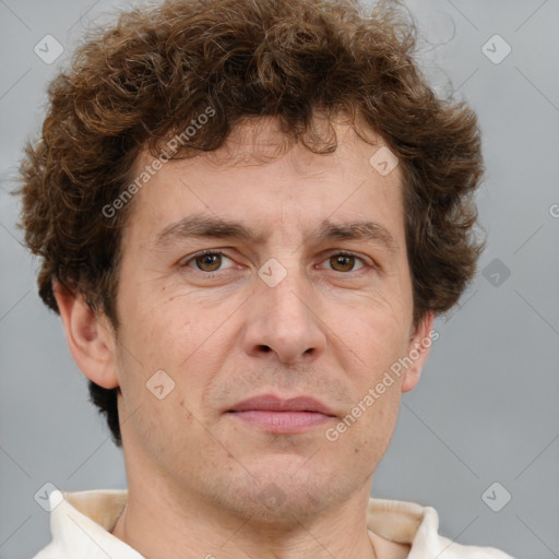 Neutral white adult male with short  brown hair and brown eyes