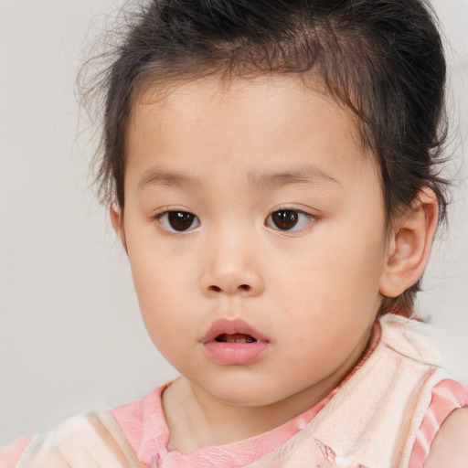 Neutral white child female with short  brown hair and brown eyes